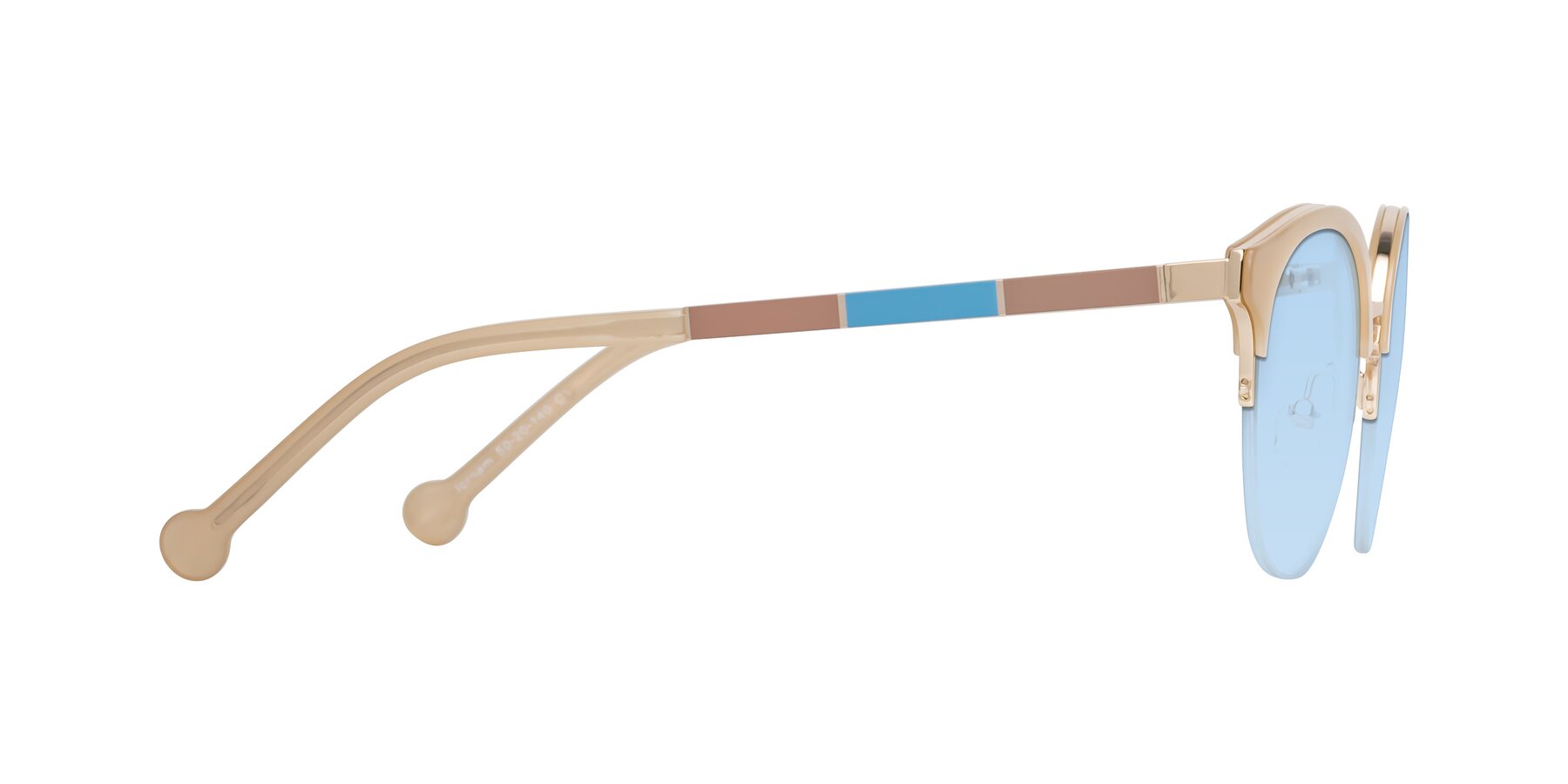 Side of Icream in Beige-Gold with Light Blue Tinted Lenses