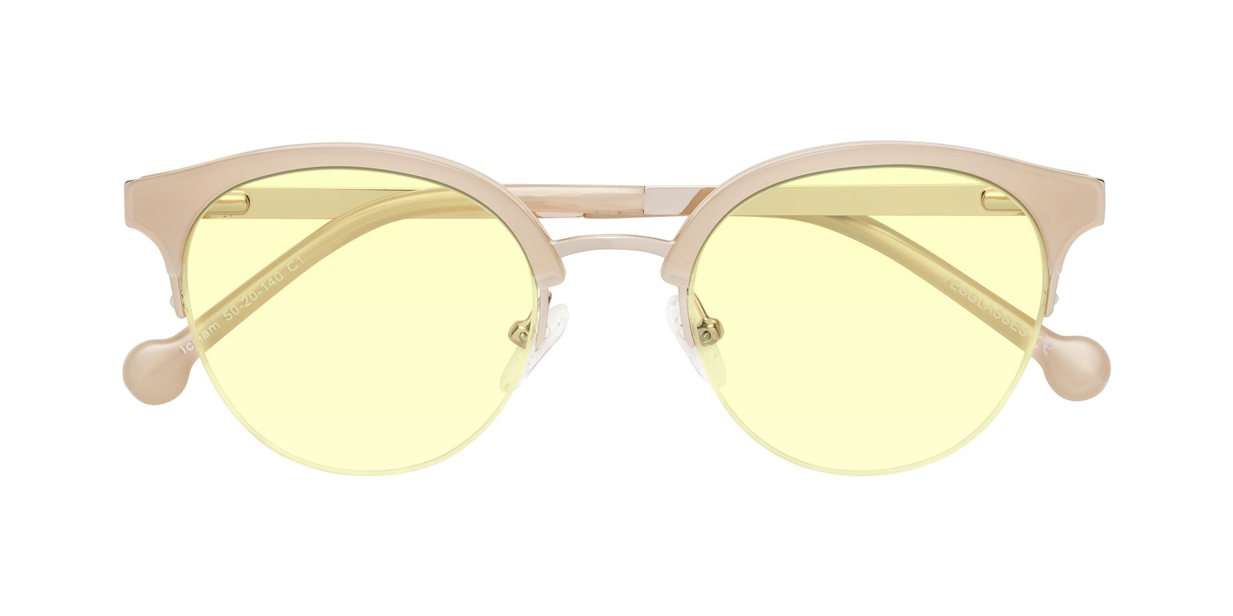 Folded Front of Icream in Beige-Gold with Light Yellow Tinted Lenses