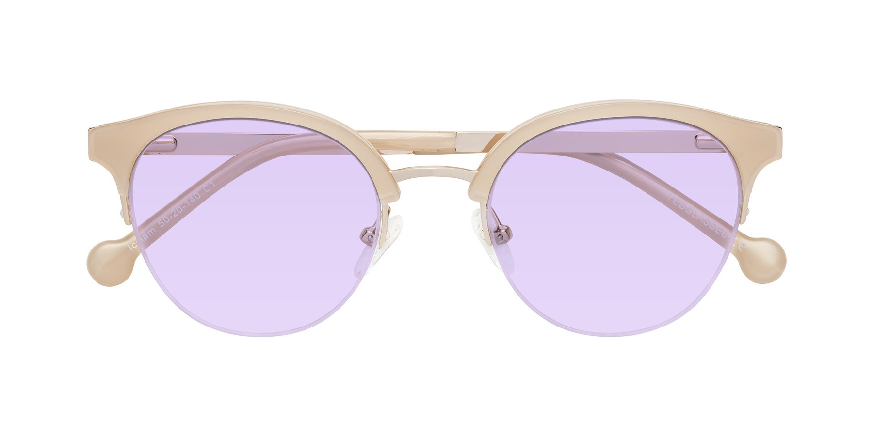 Folded Front of Icream in Beige-Gold with Light Purple Tinted Lenses