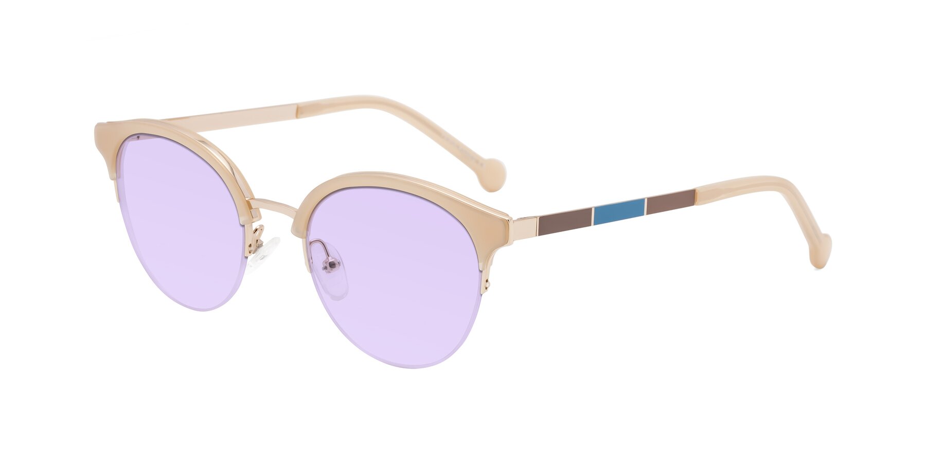 Angle of Icream in Beige-Gold with Light Purple Tinted Lenses