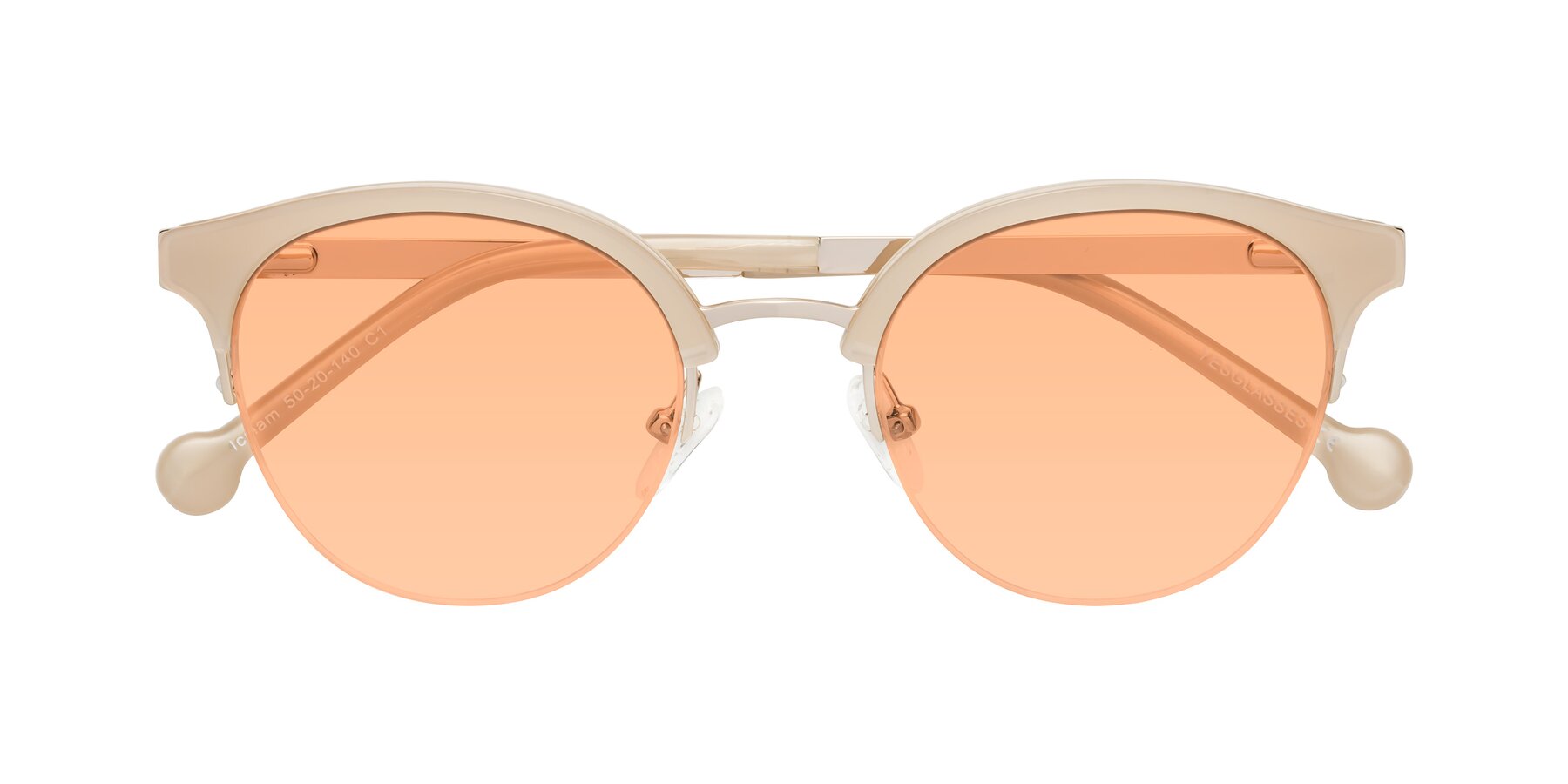 Folded Front of Icream in Beige-Gold with Light Orange Tinted Lenses