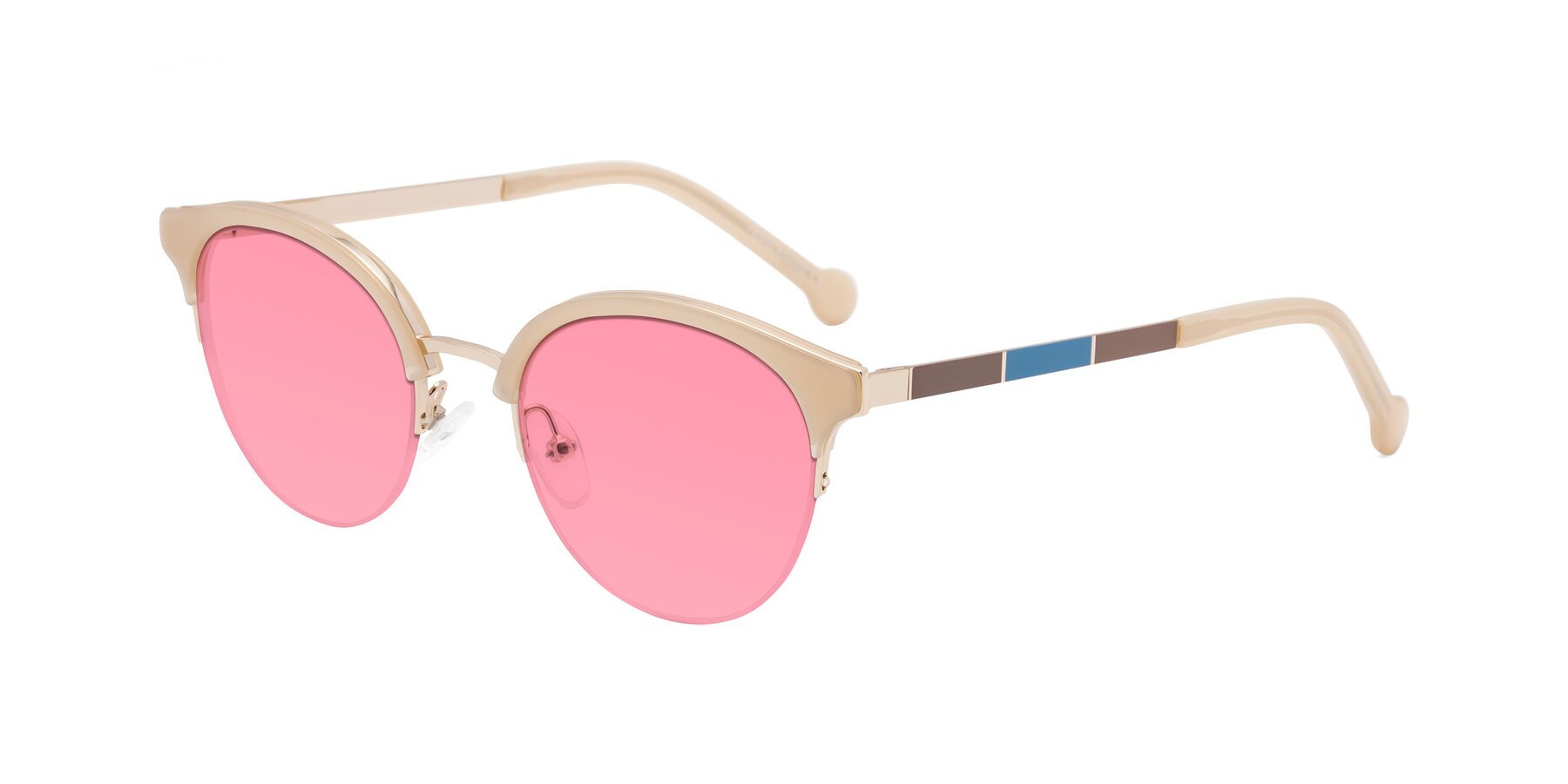 Angle of Icream in Beige-Gold with Pink Tinted Lenses