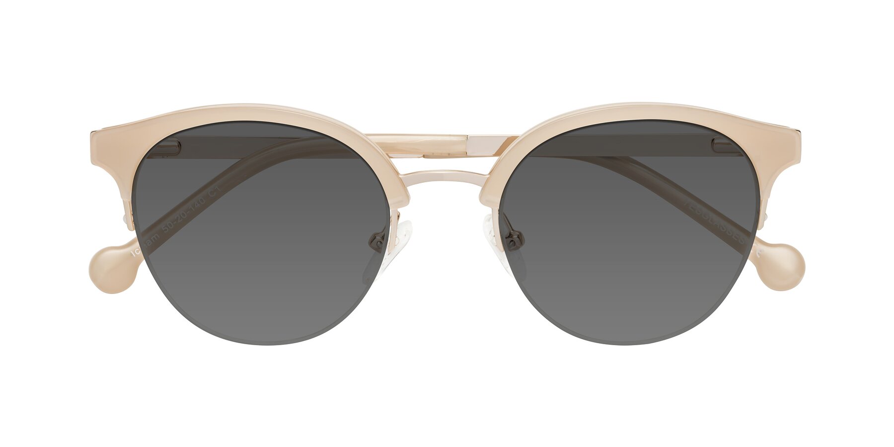 Folded Front of Icream in Beige-Gold with Medium Gray Tinted Lenses