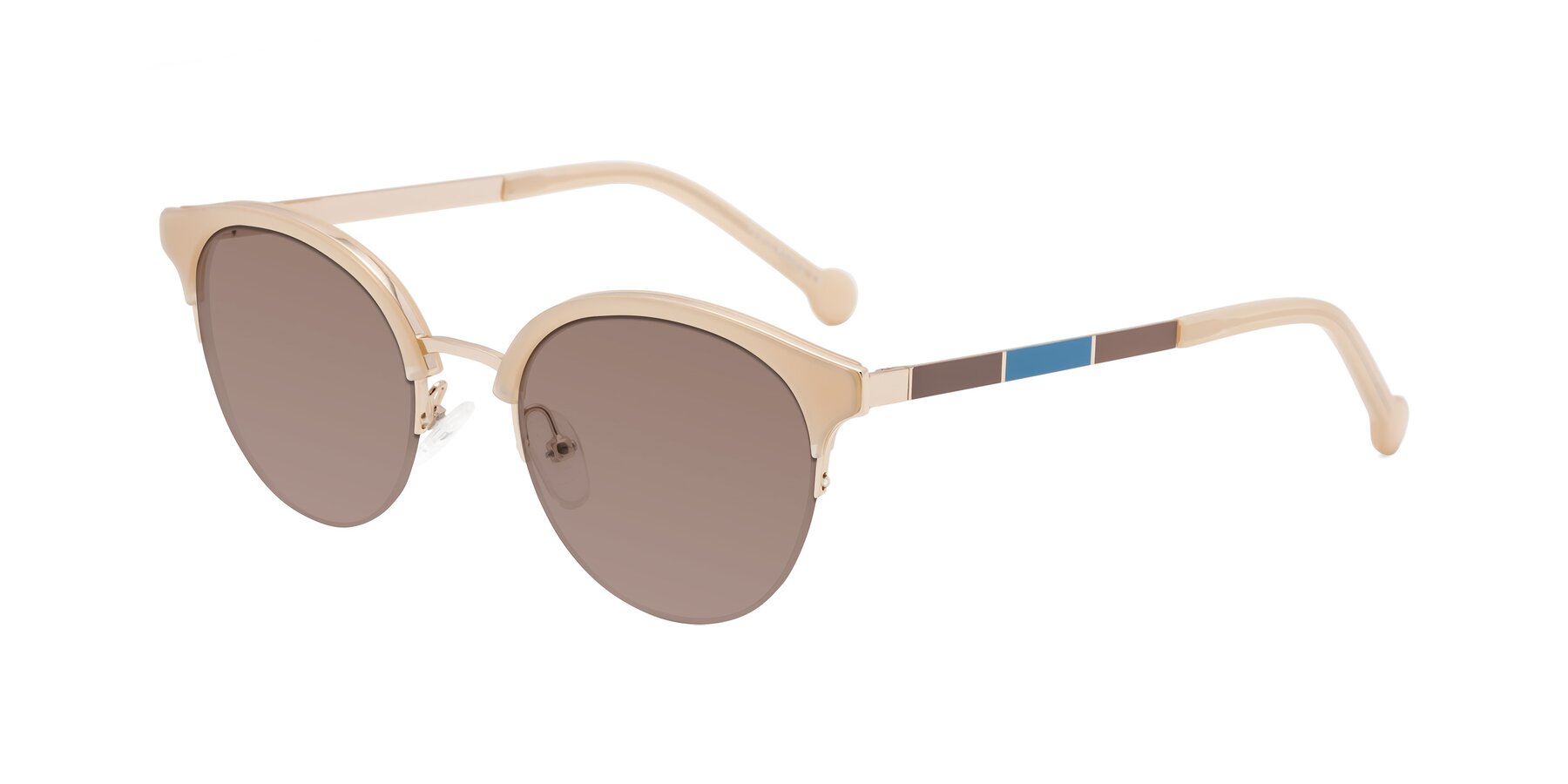 Angle of Icream in Beige-Gold with Medium Brown Tinted Lenses