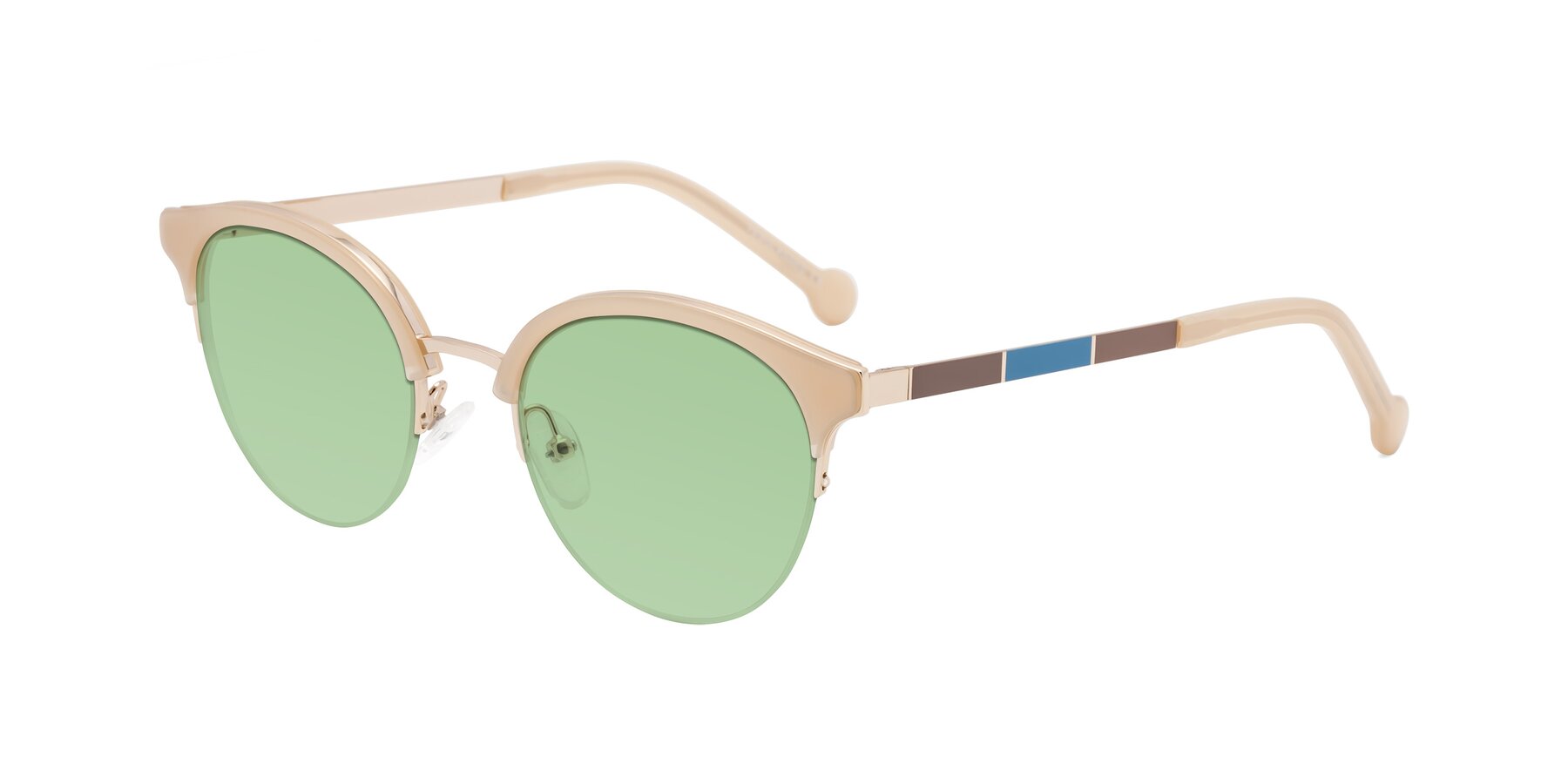 Angle of Icream in Beige-Gold with Medium Green Tinted Lenses