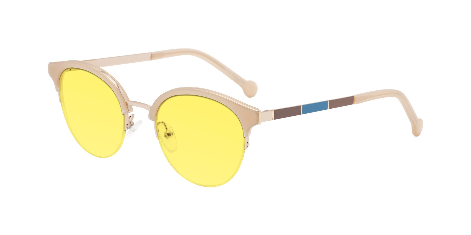 Angle of Icream in Beige-Gold with Medium Yellow Tinted Lenses