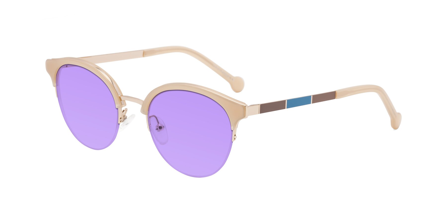 Angle of Icream in Beige-Gold with Medium Purple Tinted Lenses