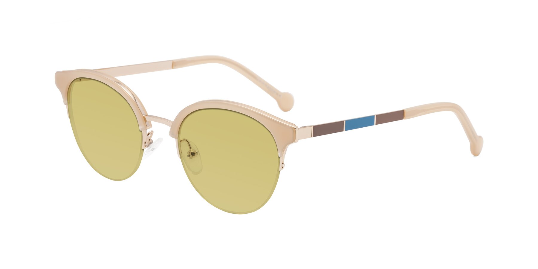 Angle of Icream in Beige-Gold with Medium Champagne Tinted Lenses