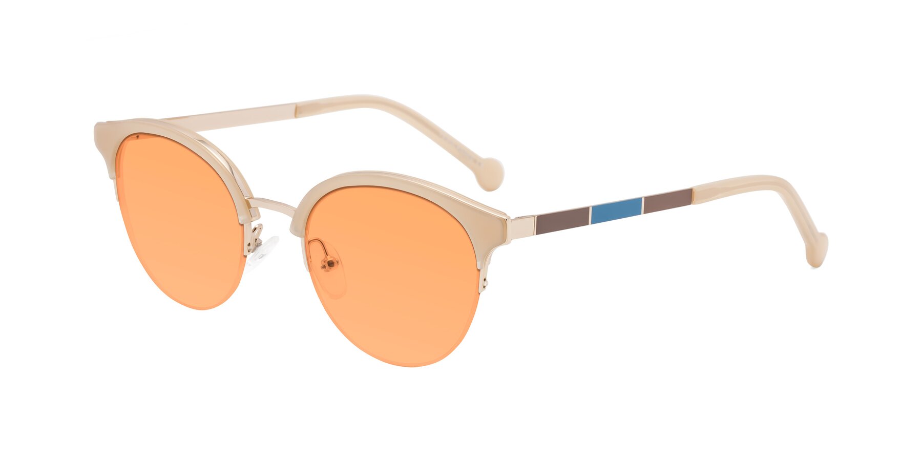 Angle of Icream in Beige-Gold with Medium Orange Tinted Lenses