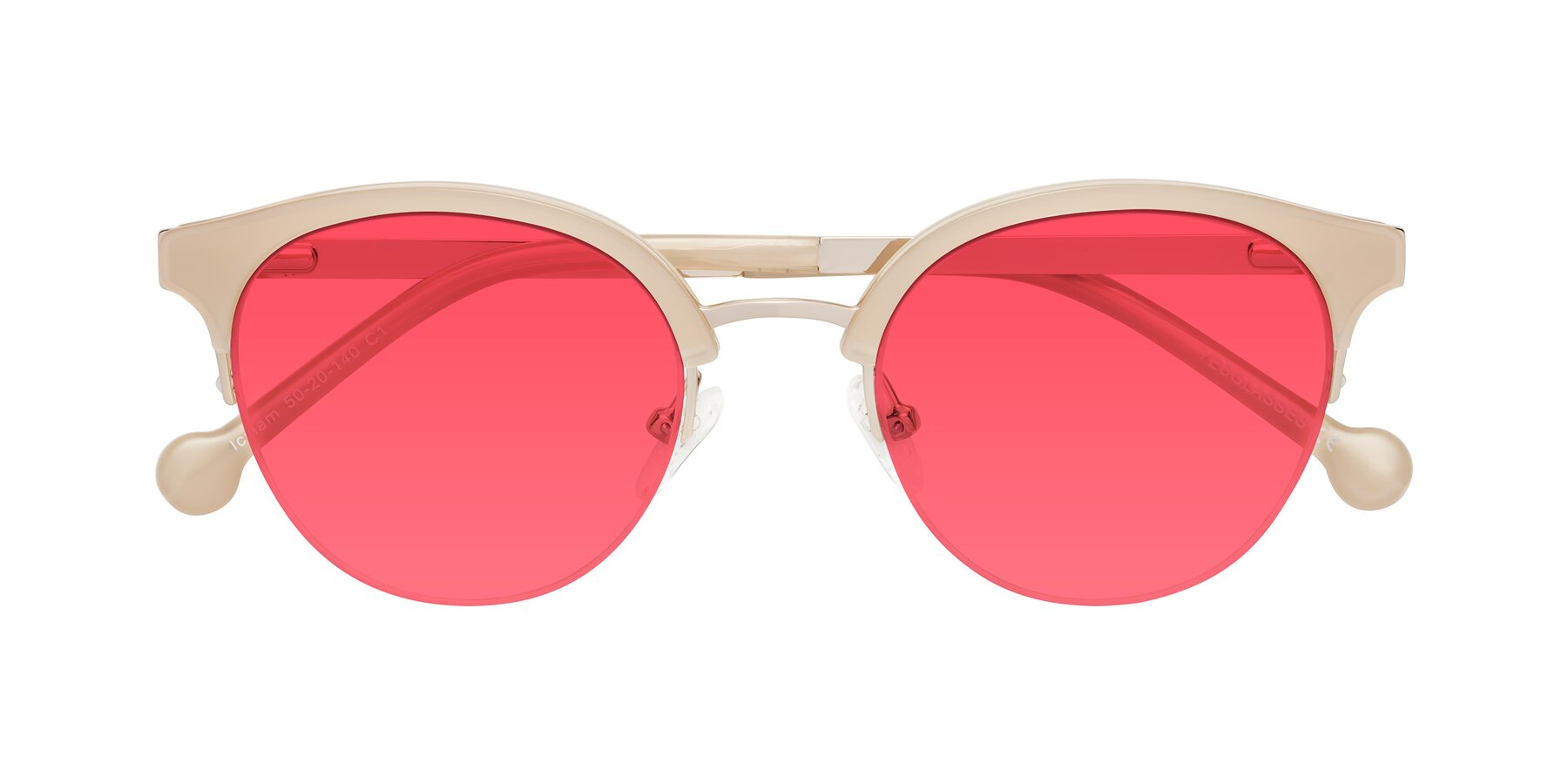 Folded Front of Icream in Beige-Gold with Red Tinted Lenses