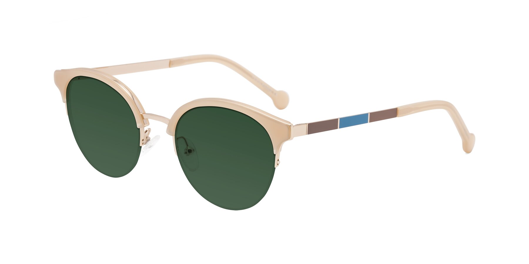 Angle of Icream in Beige-Gold with Green Tinted Lenses