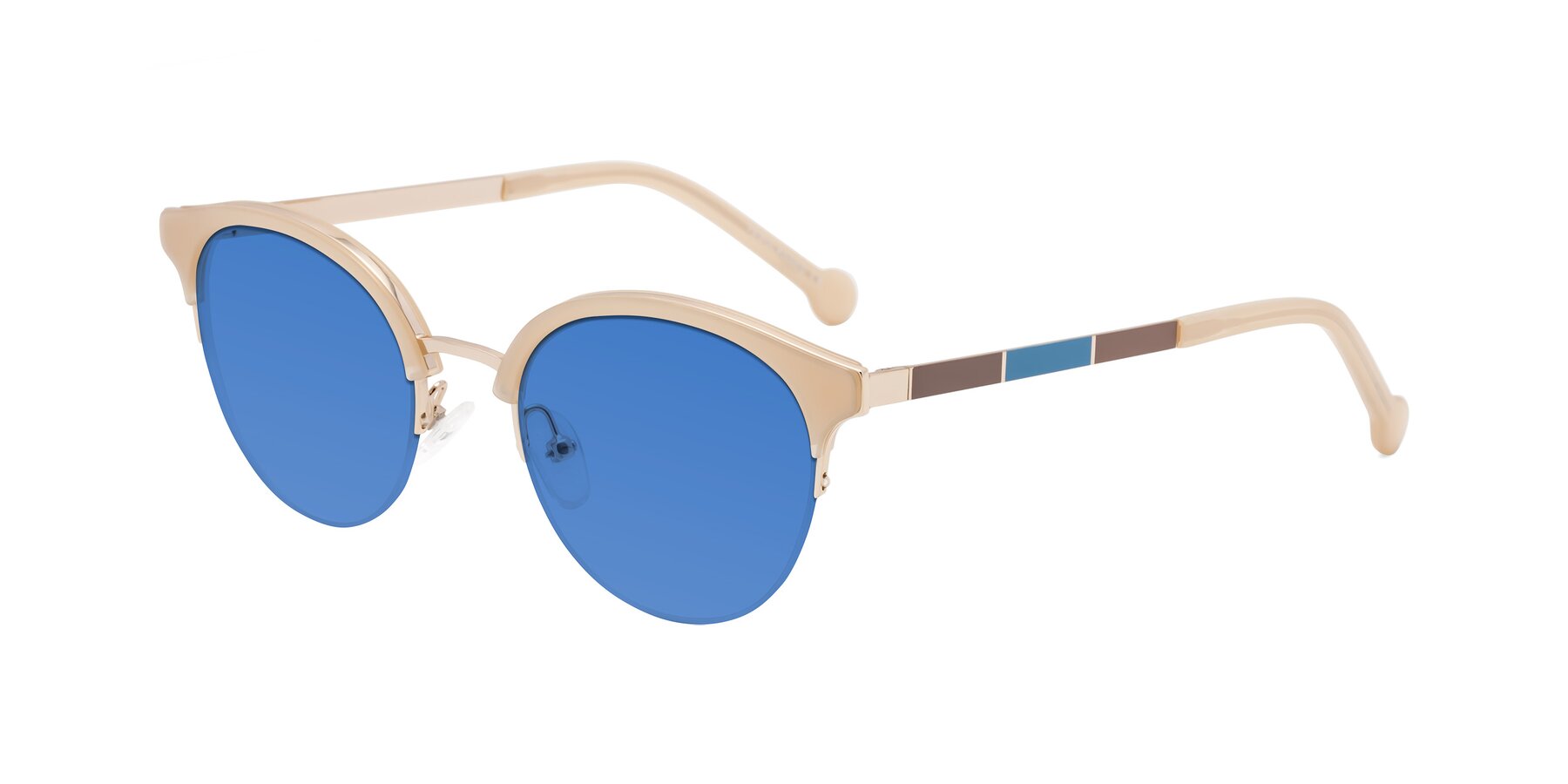 Angle of Icream in Beige-Gold with Blue Tinted Lenses