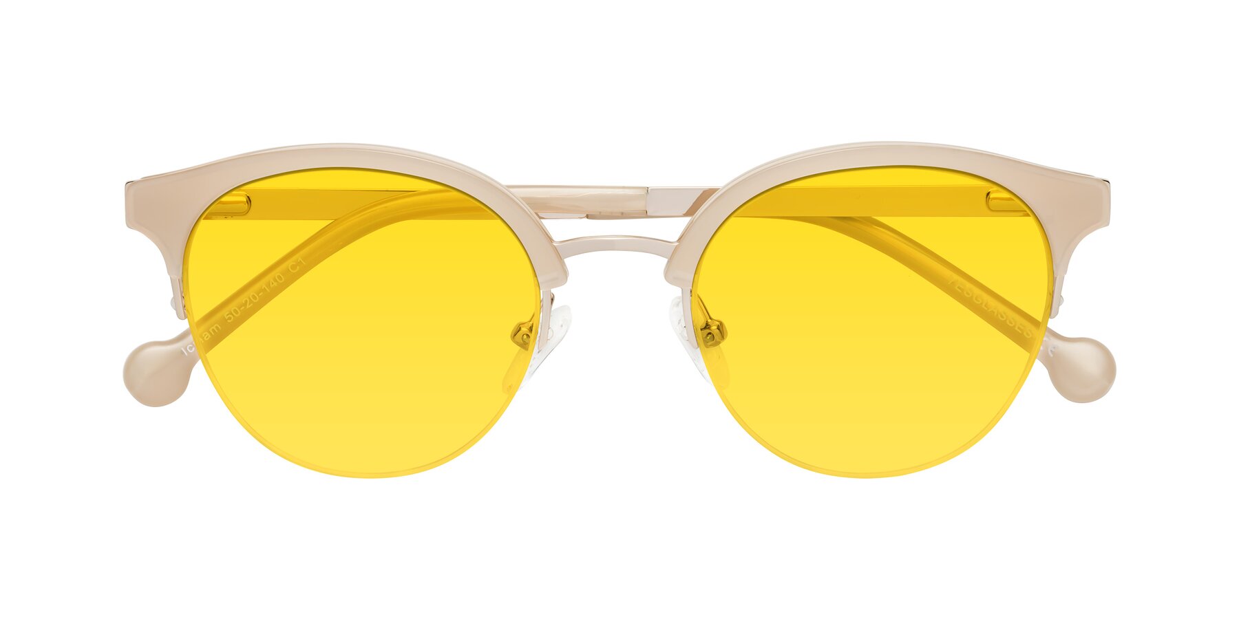 Folded Front of Icream in Beige-Gold with Yellow Tinted Lenses