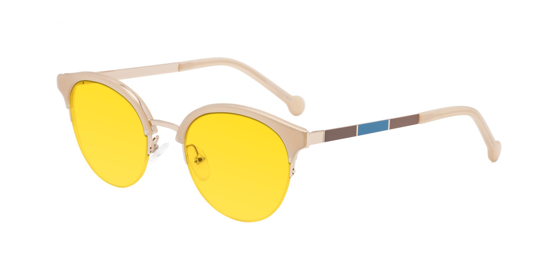 Angle of Icream in Beige-Gold with Yellow Tinted Lenses