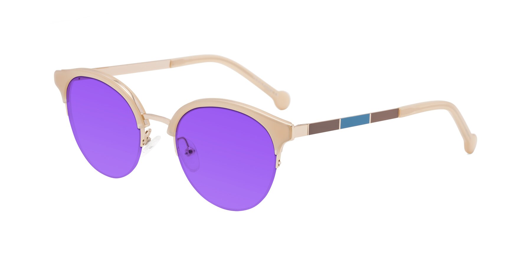 Angle of Icream in Beige-Gold with Purple Tinted Lenses