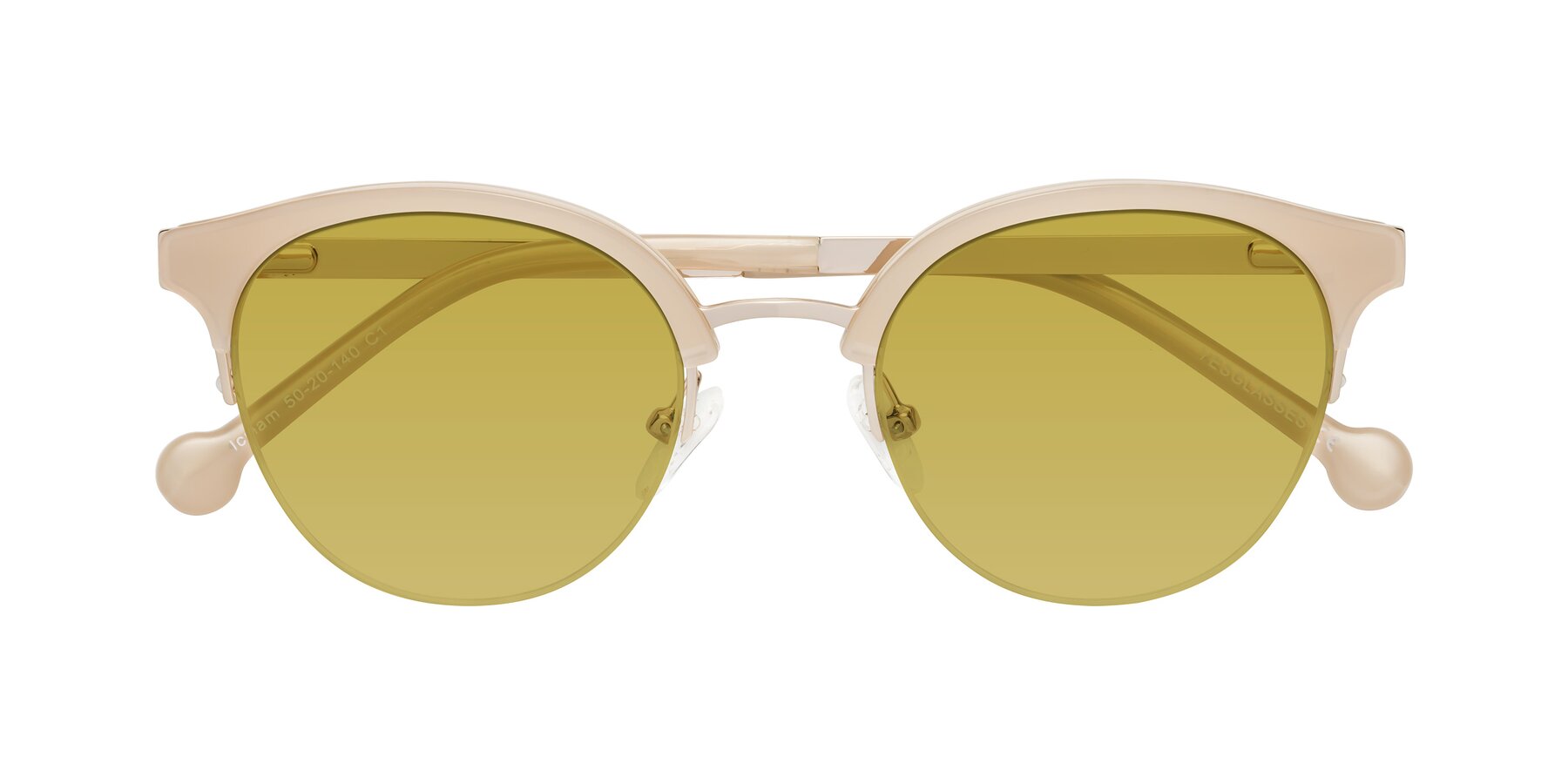 Folded Front of Icream in Beige-Gold with Champagne Tinted Lenses