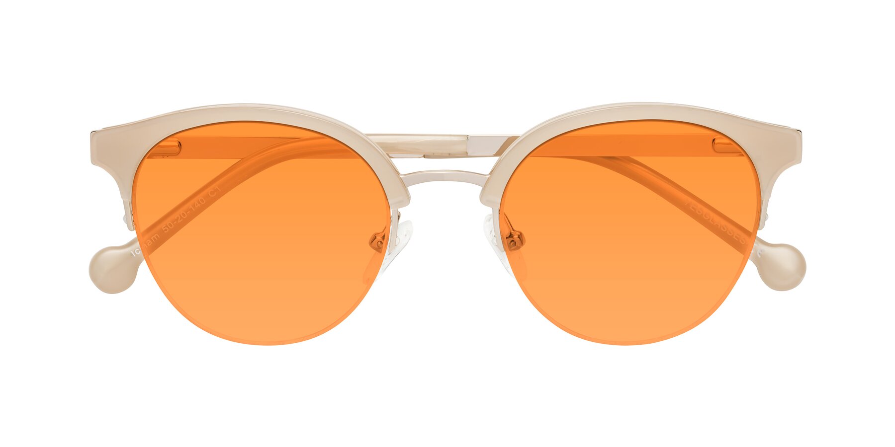 Folded Front of Icream in Beige-Gold with Orange Tinted Lenses