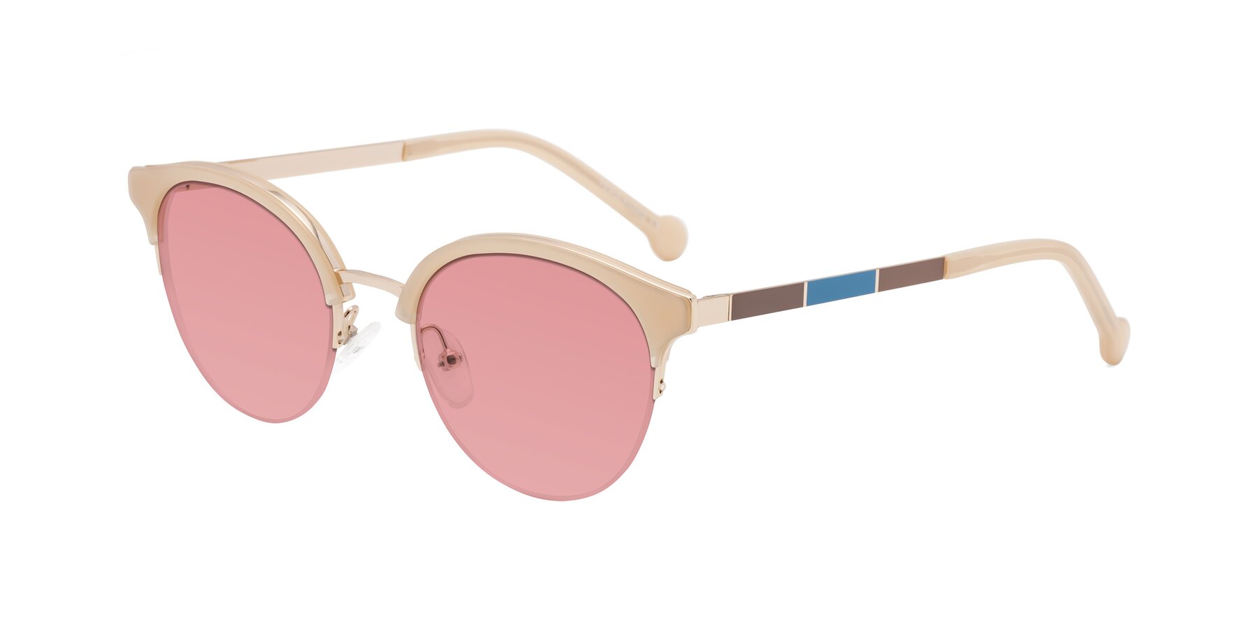 Angle of Icream in Beige-Gold with Medium Garnet Tinted Lenses