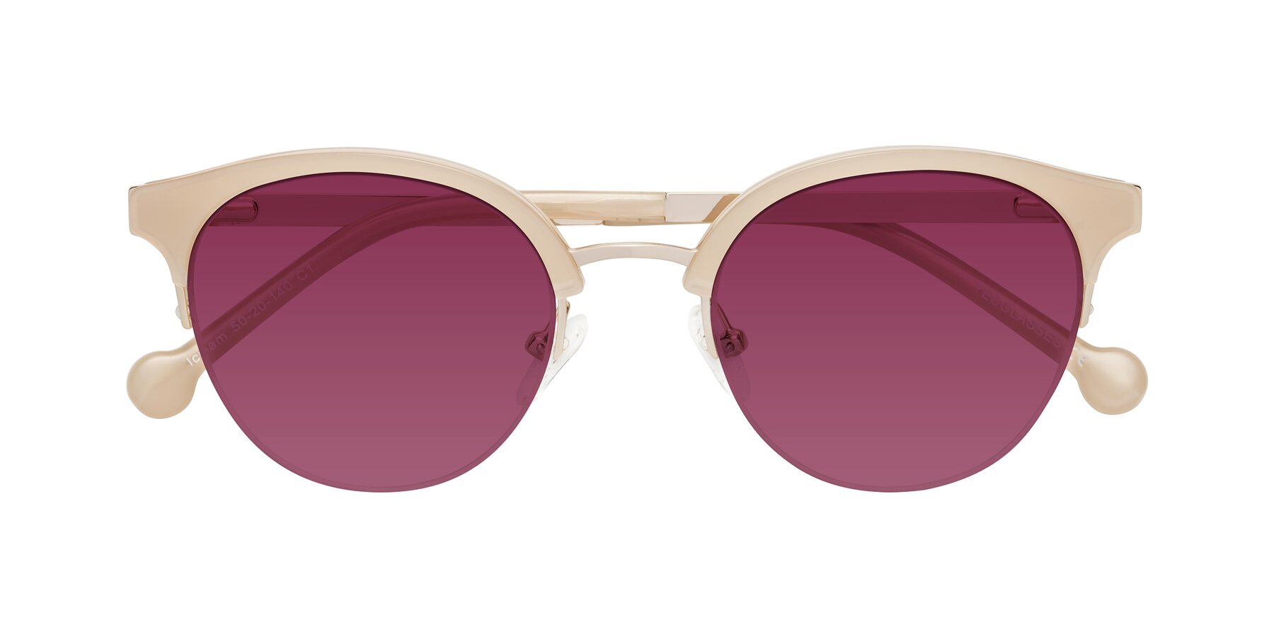 Folded Front of Icream in Beige-Gold with Wine Tinted Lenses