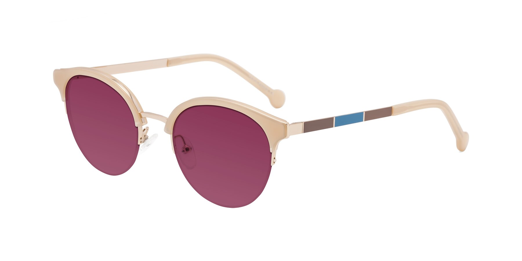 Angle of Icream in Beige-Gold with Wine Tinted Lenses