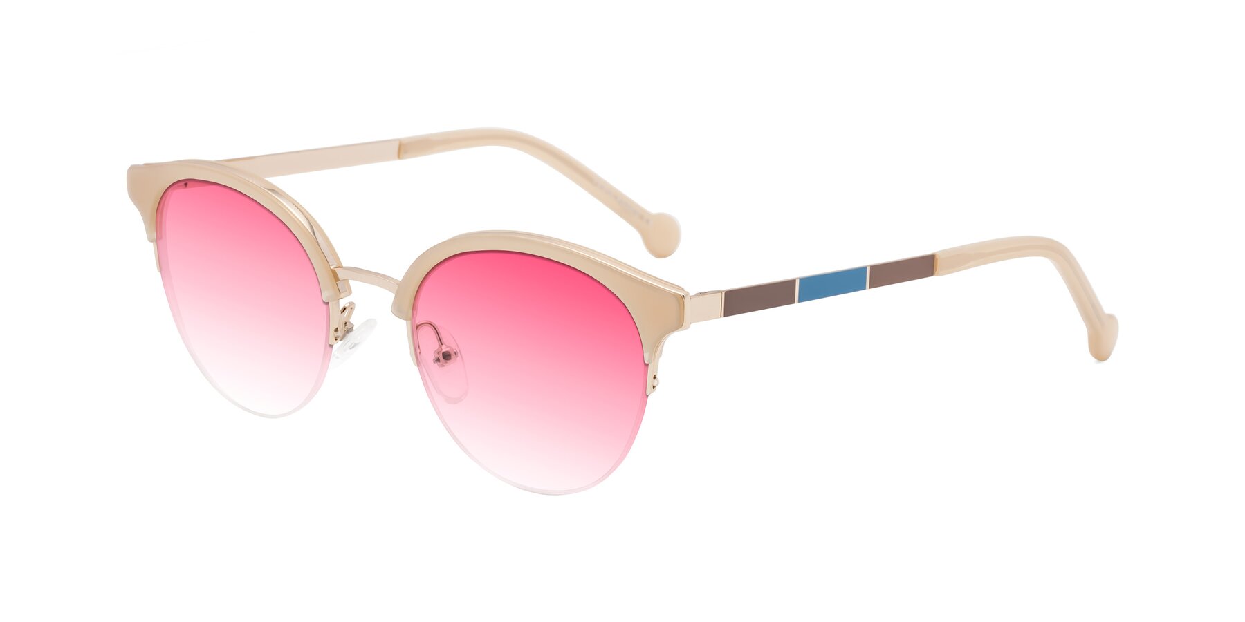 Angle of Icream in Beige-Gold with Pink Gradient Lenses