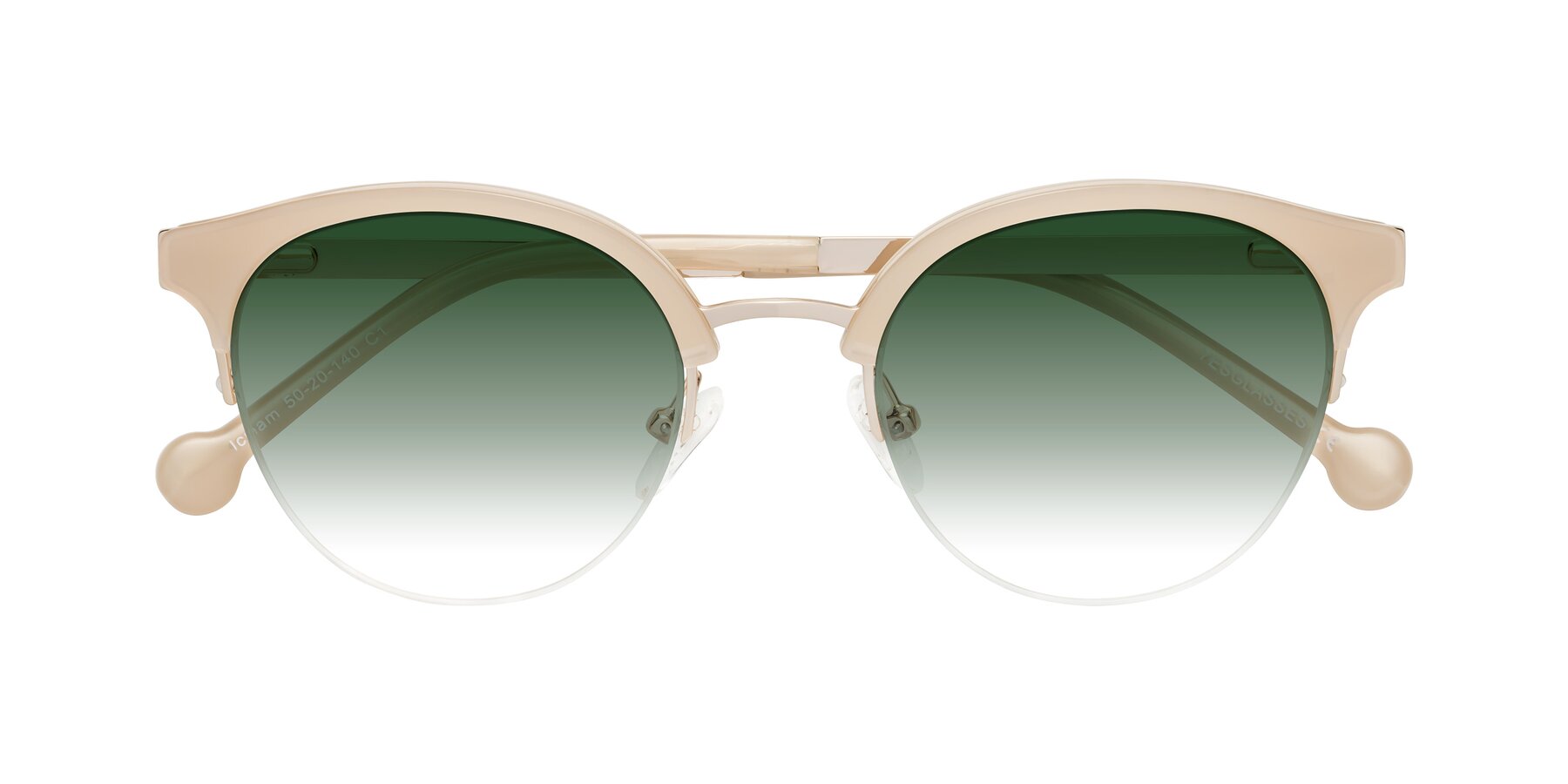 Folded Front of Icream in Beige-Gold with Green Gradient Lenses