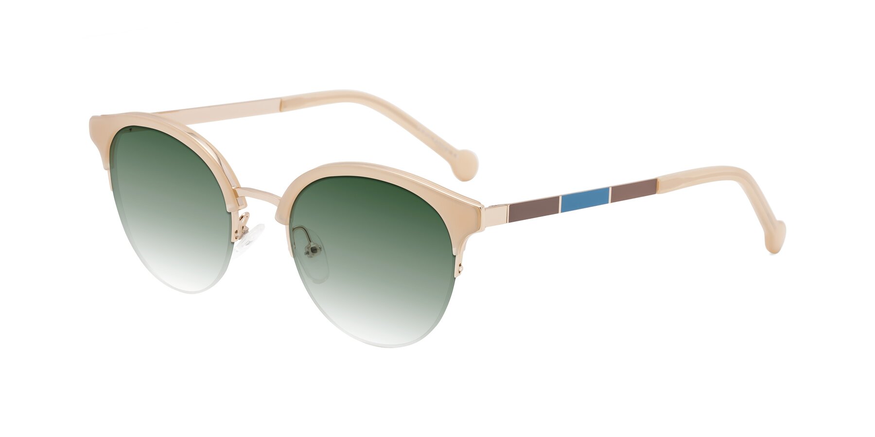 Angle of Icream in Beige-Gold with Green Gradient Lenses