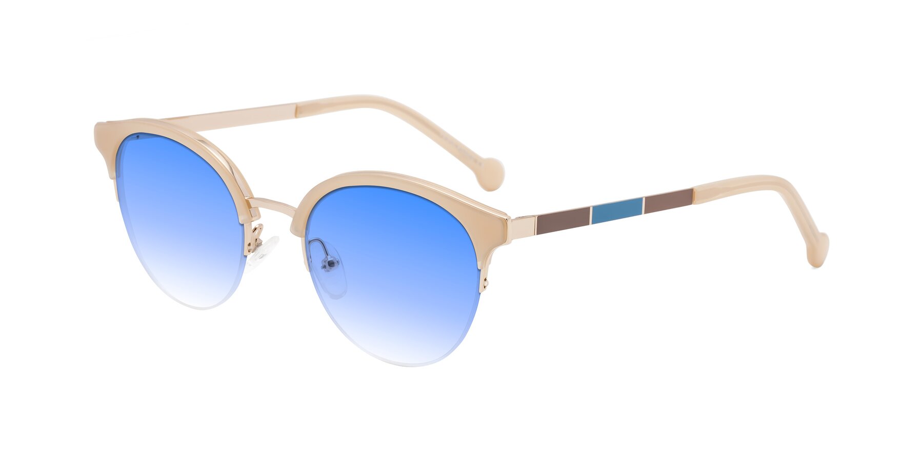 Angle of Icream in Beige-Gold with Blue Gradient Lenses