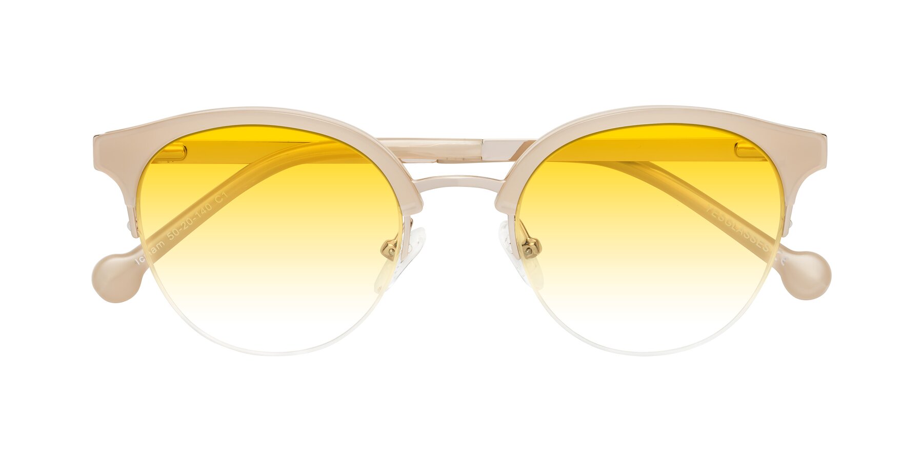 Folded Front of Icream in Beige-Gold with Yellow Gradient Lenses