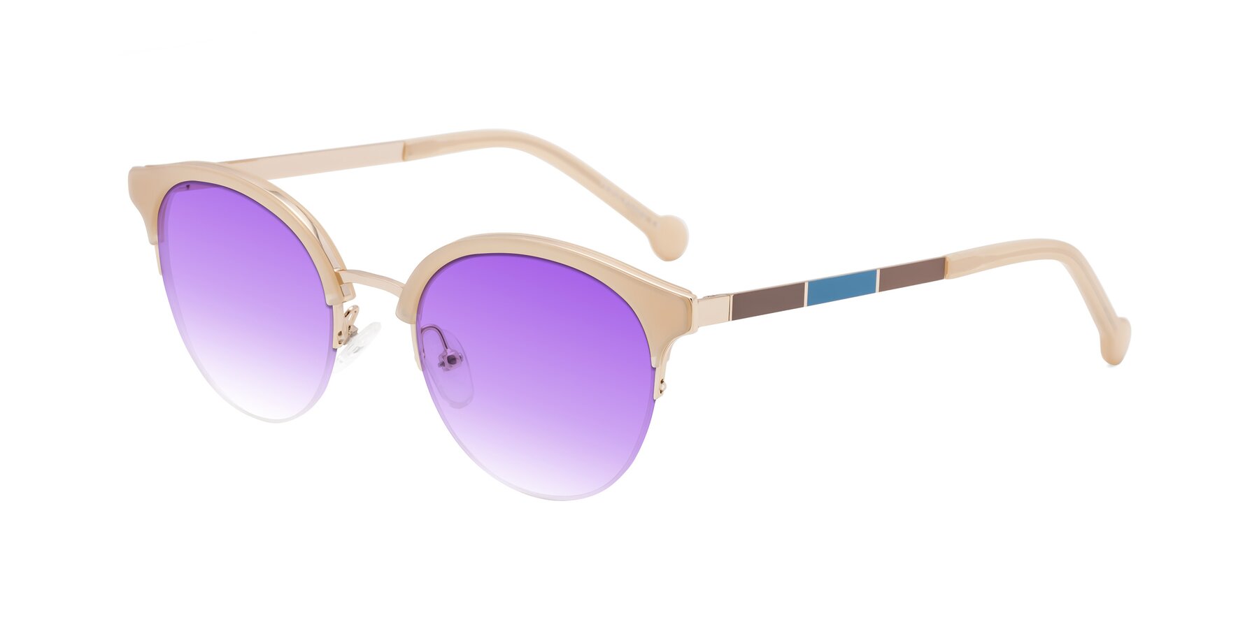 Angle of Icream in Beige-Gold with Purple Gradient Lenses