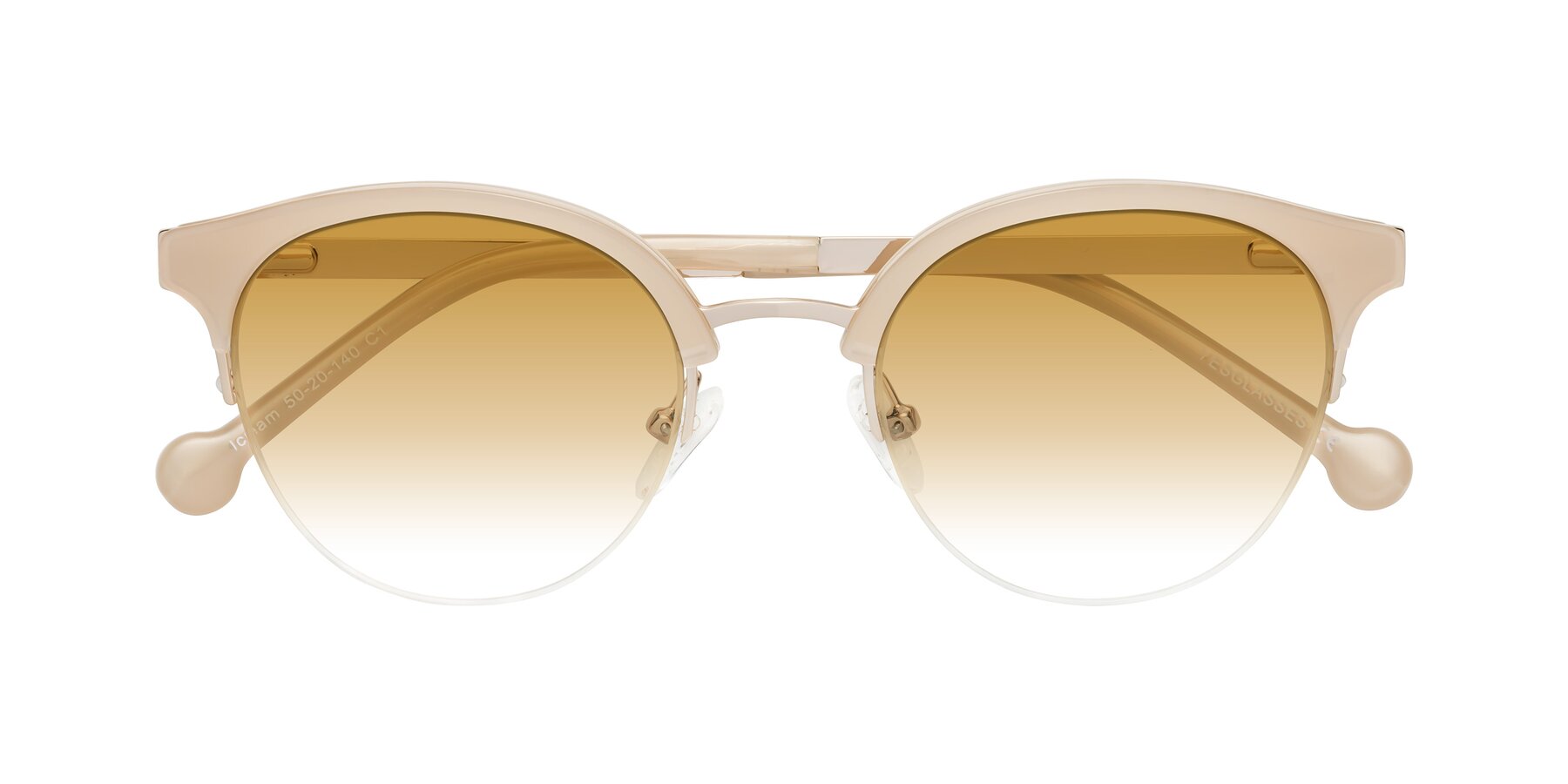 Folded Front of Icream in Beige-Gold with Champagne Gradient Lenses