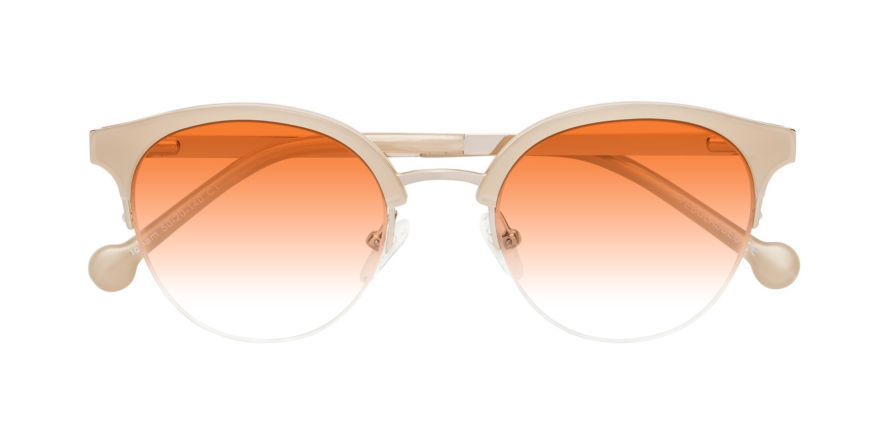 Folded Front of Icream in Beige-Gold with Orange Gradient Lenses