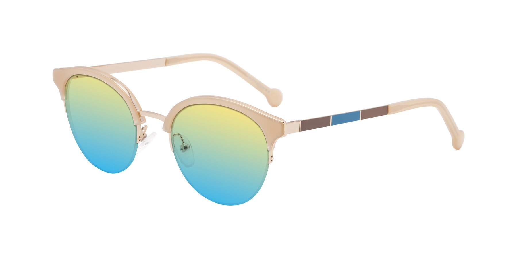 Angle of Icream in Beige-Gold with Yellow / Blue Gradient Lenses