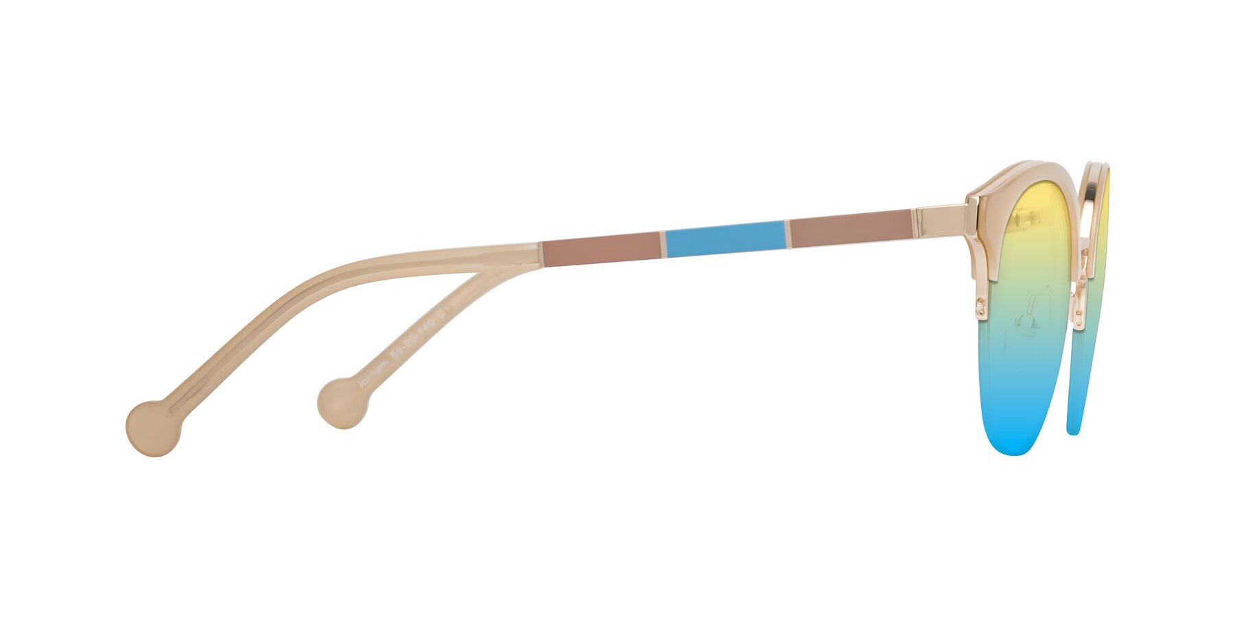 Side of Icream in Beige-Gold with Yellow / Blue Gradient Lenses