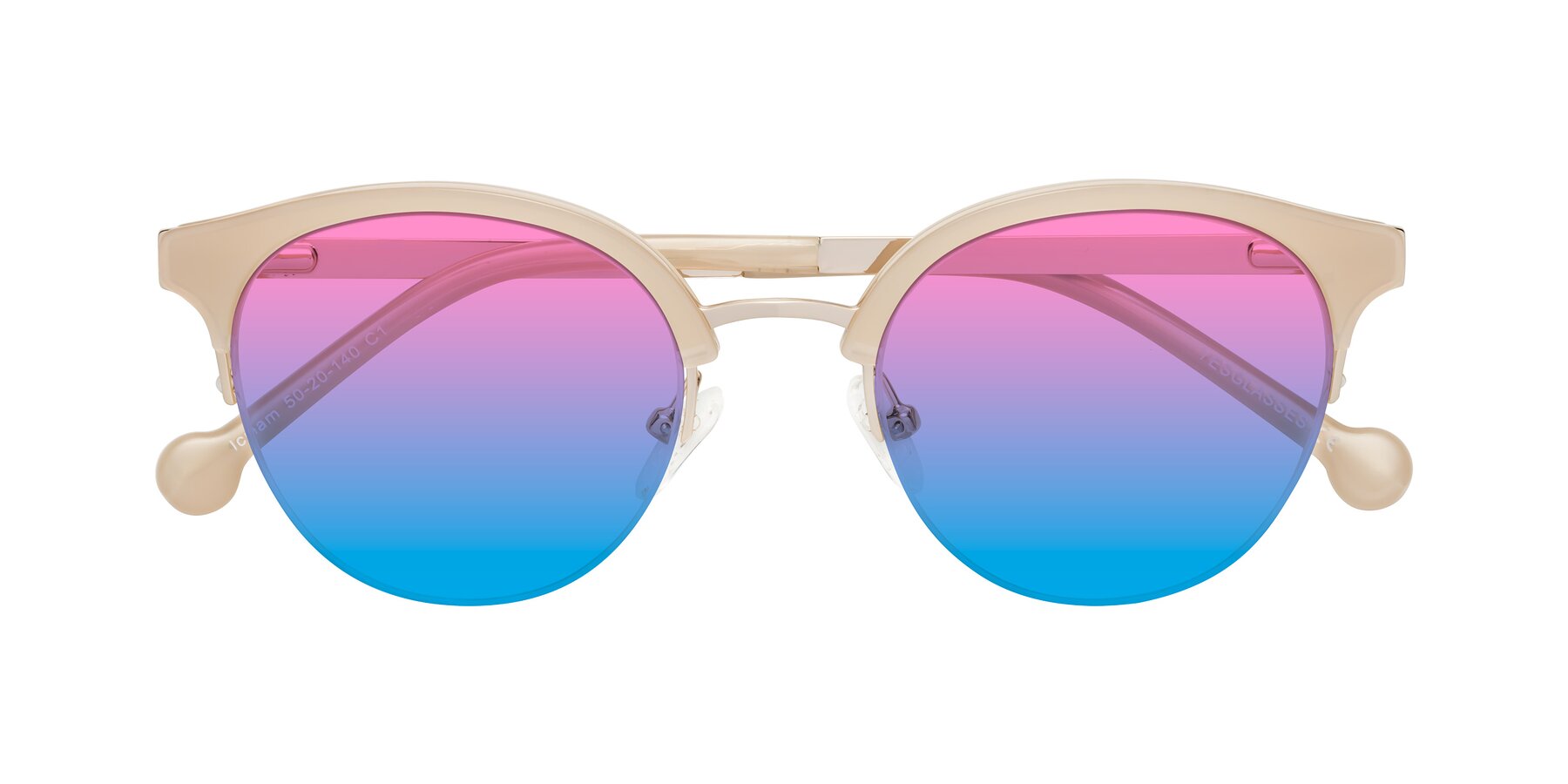 Folded Front of Icream in Beige-Gold with Pink / Blue Gradient Lenses