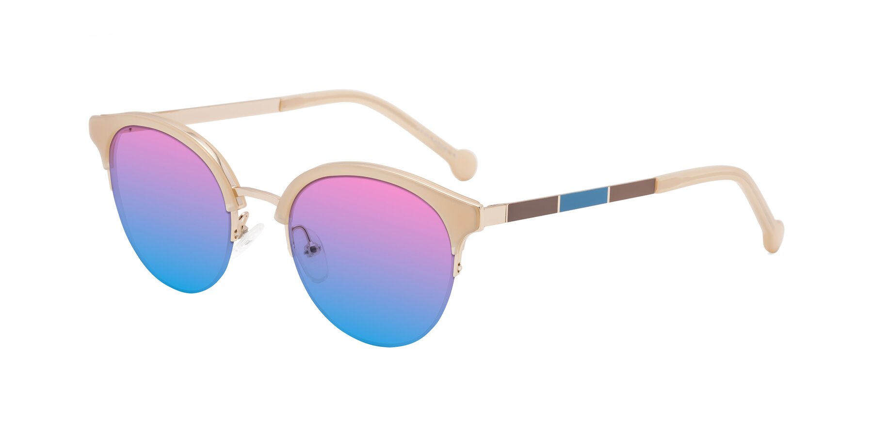 Angle of Icream in Beige-Gold with Pink / Blue Gradient Lenses