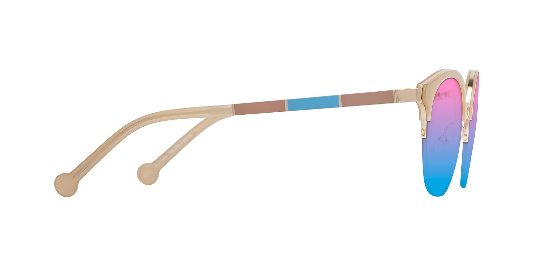 Side of Icream in Beige-Gold with Pink / Blue Gradient Lenses