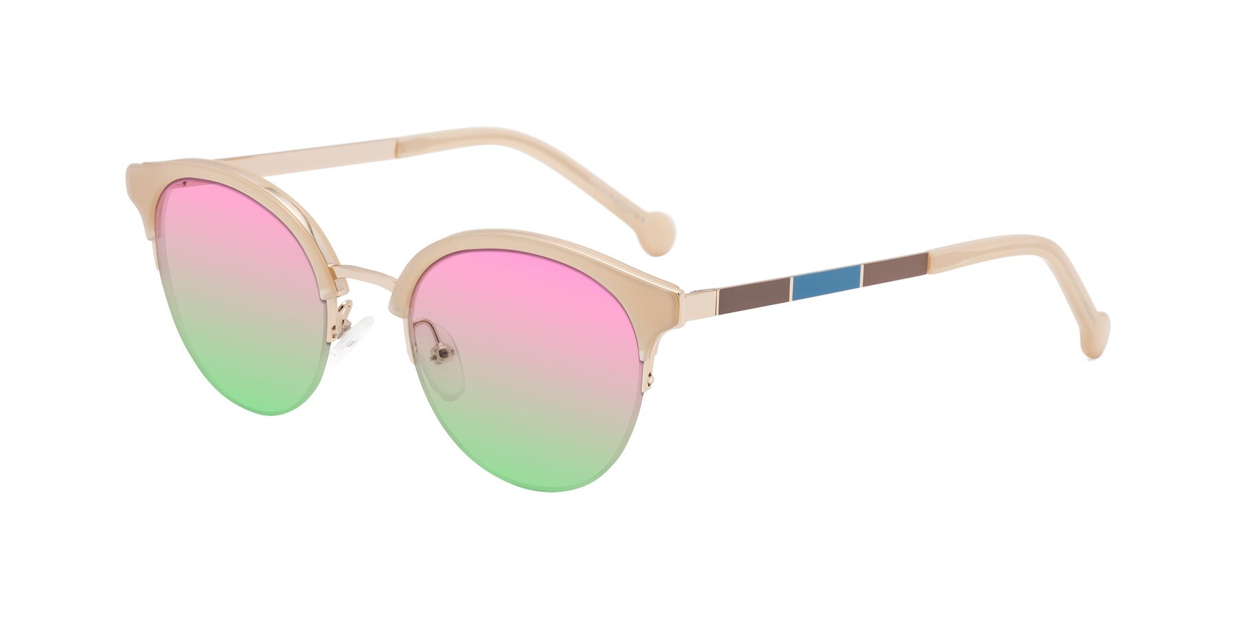 Angle of Icream in Beige-Gold with Pink / Green Gradient Lenses