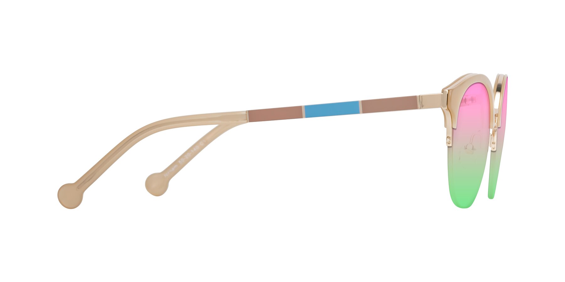 Side of Icream in Beige-Gold with Pink / Green Gradient Lenses