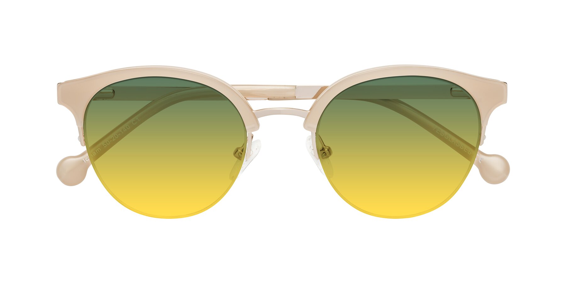 Folded Front of Icream in Beige-Gold with Green / Yellow Gradient Lenses