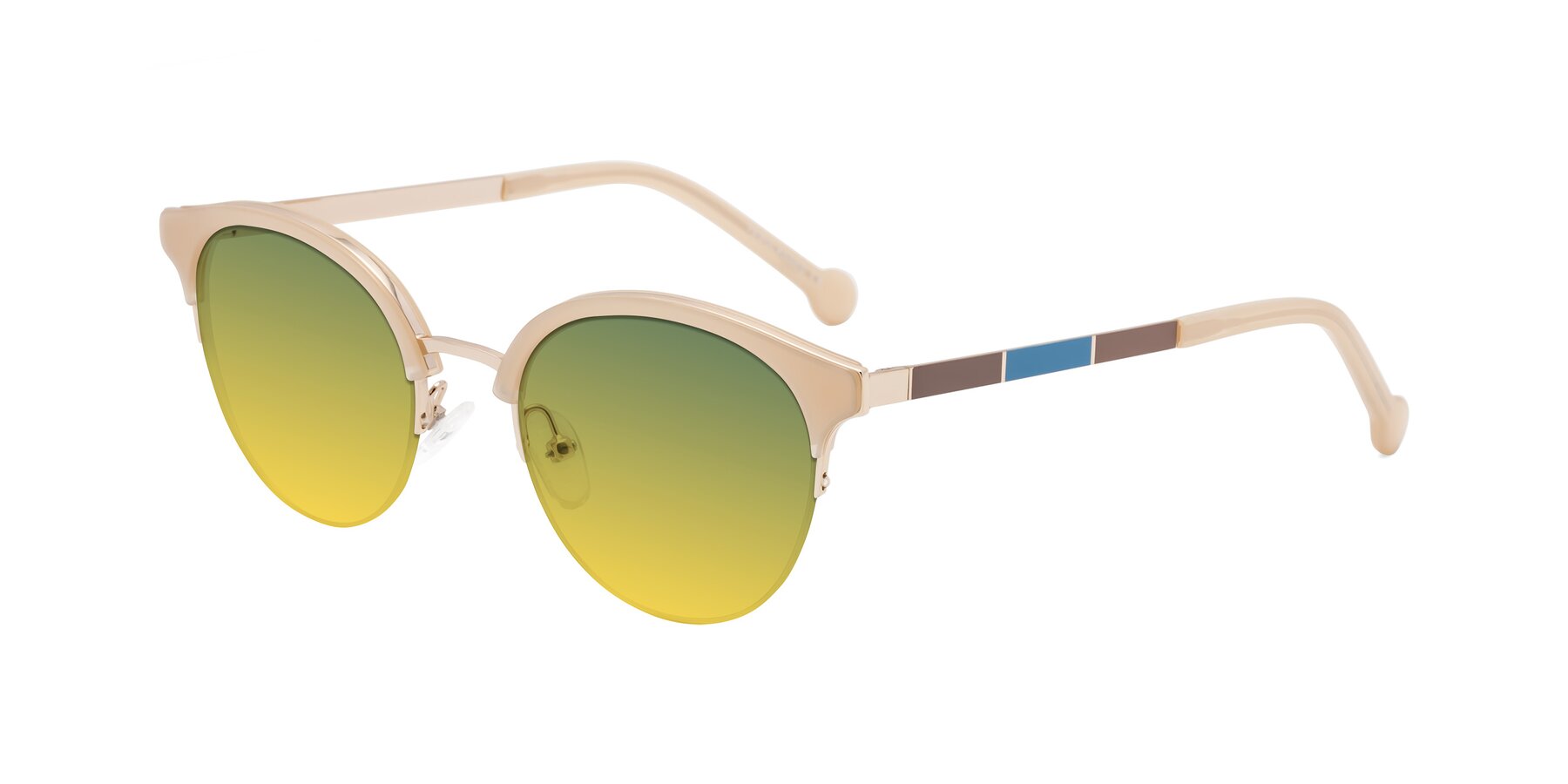 Angle of Icream in Beige-Gold with Green / Yellow Gradient Lenses