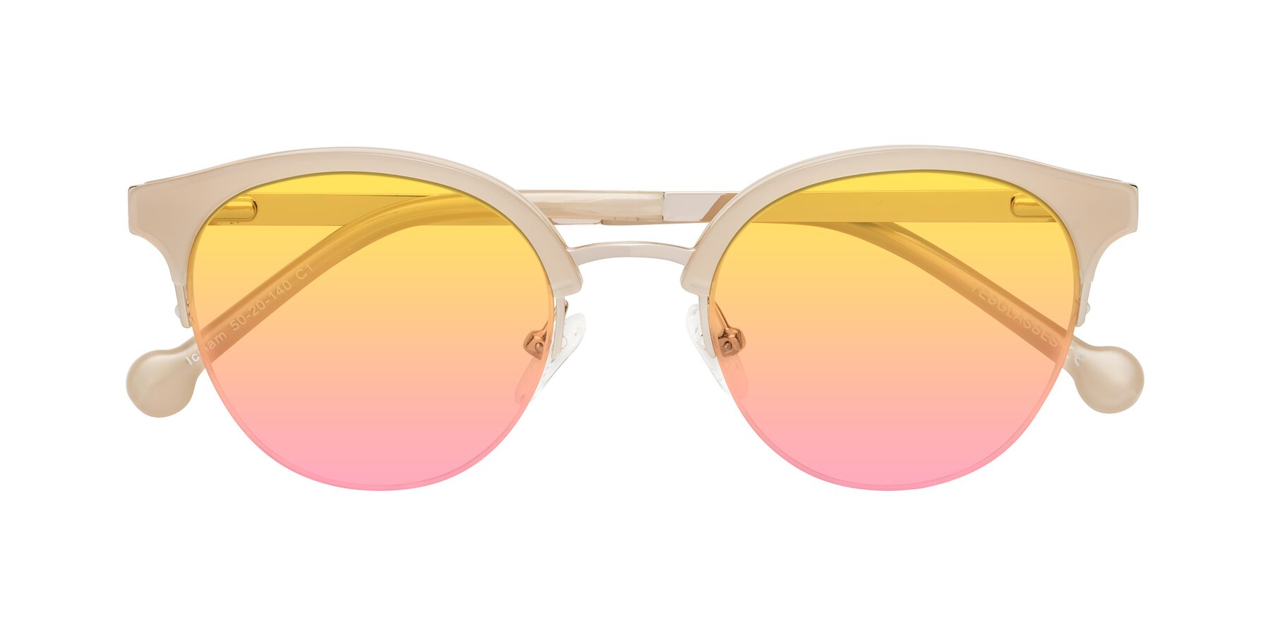 Folded Front of Icream in Beige-Gold with Yellow / Pink Gradient Lenses