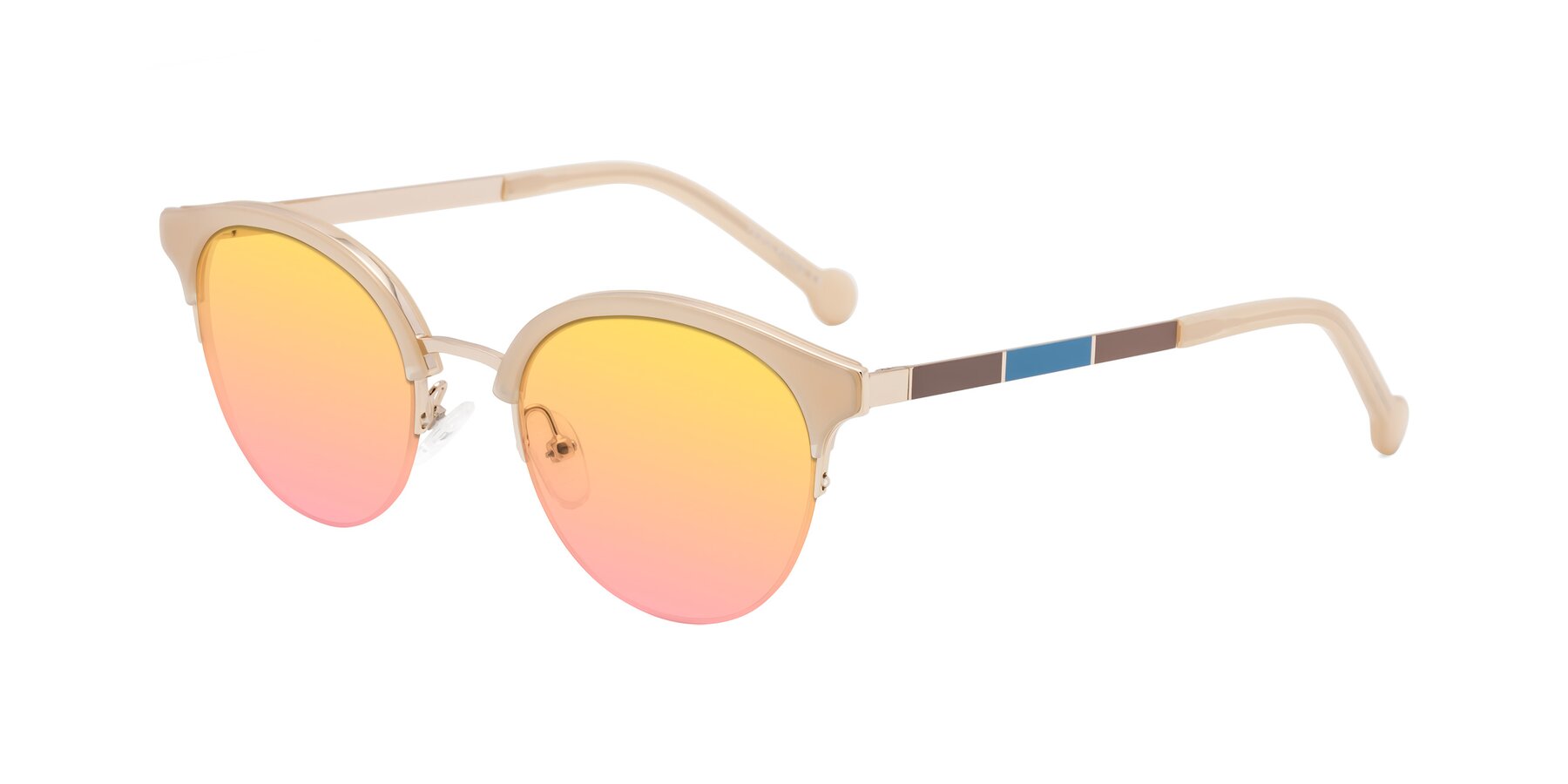 Angle of Icream in Beige-Gold with Yellow / Pink Gradient Lenses