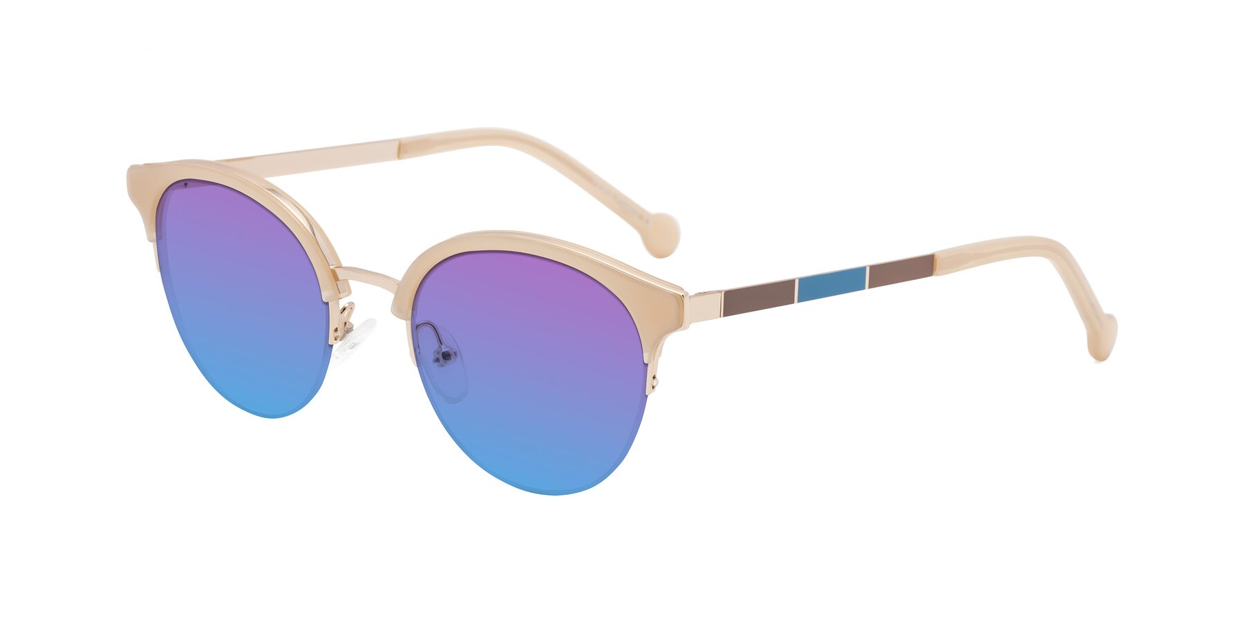 Angle of Icream in Beige-Gold with Purple / Blue Gradient Lenses