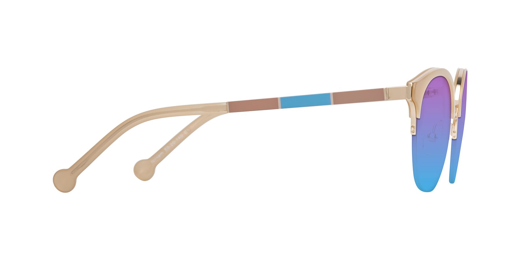 Side of Icream in Beige-Gold with Purple / Blue Gradient Lenses