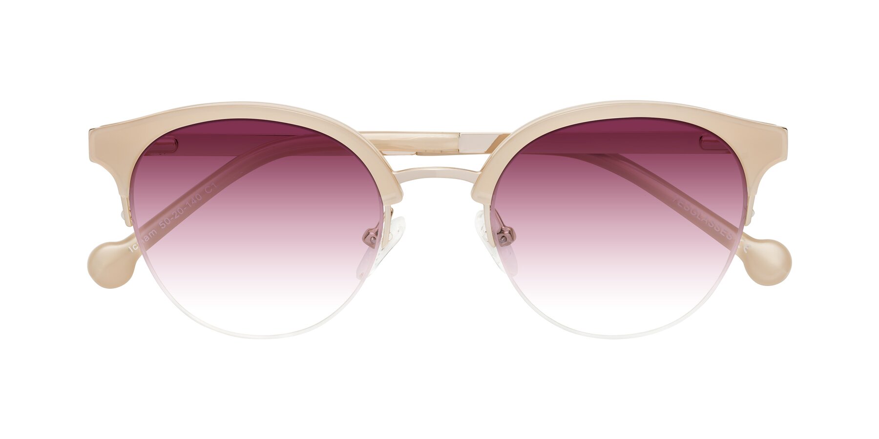 Folded Front of Icream in Beige-Gold with Wine Gradient Lenses