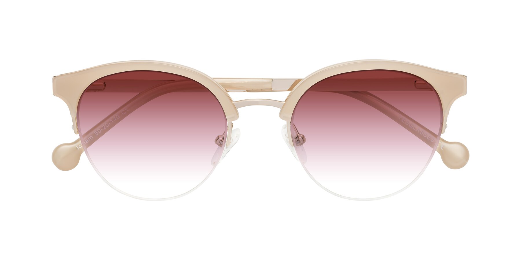 Folded Front of Icream in Beige-Gold with Garnet Gradient Lenses