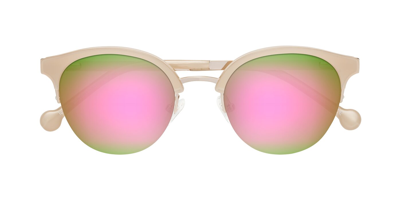 Icream - Beige / Gold Flash Mirrored Sunglasses