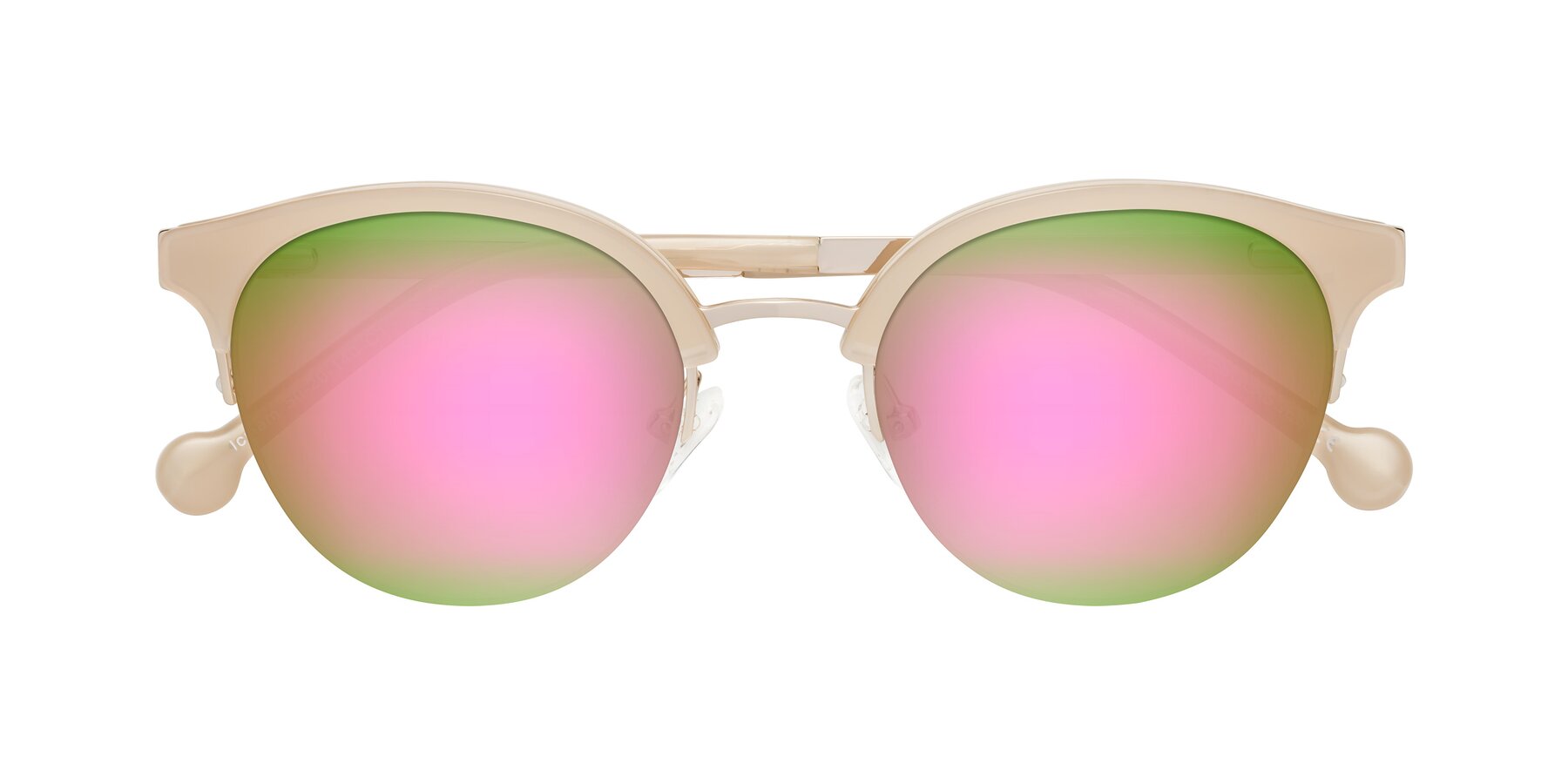 Folded Front of Icream in Beige-Gold with Pink Mirrored Lenses