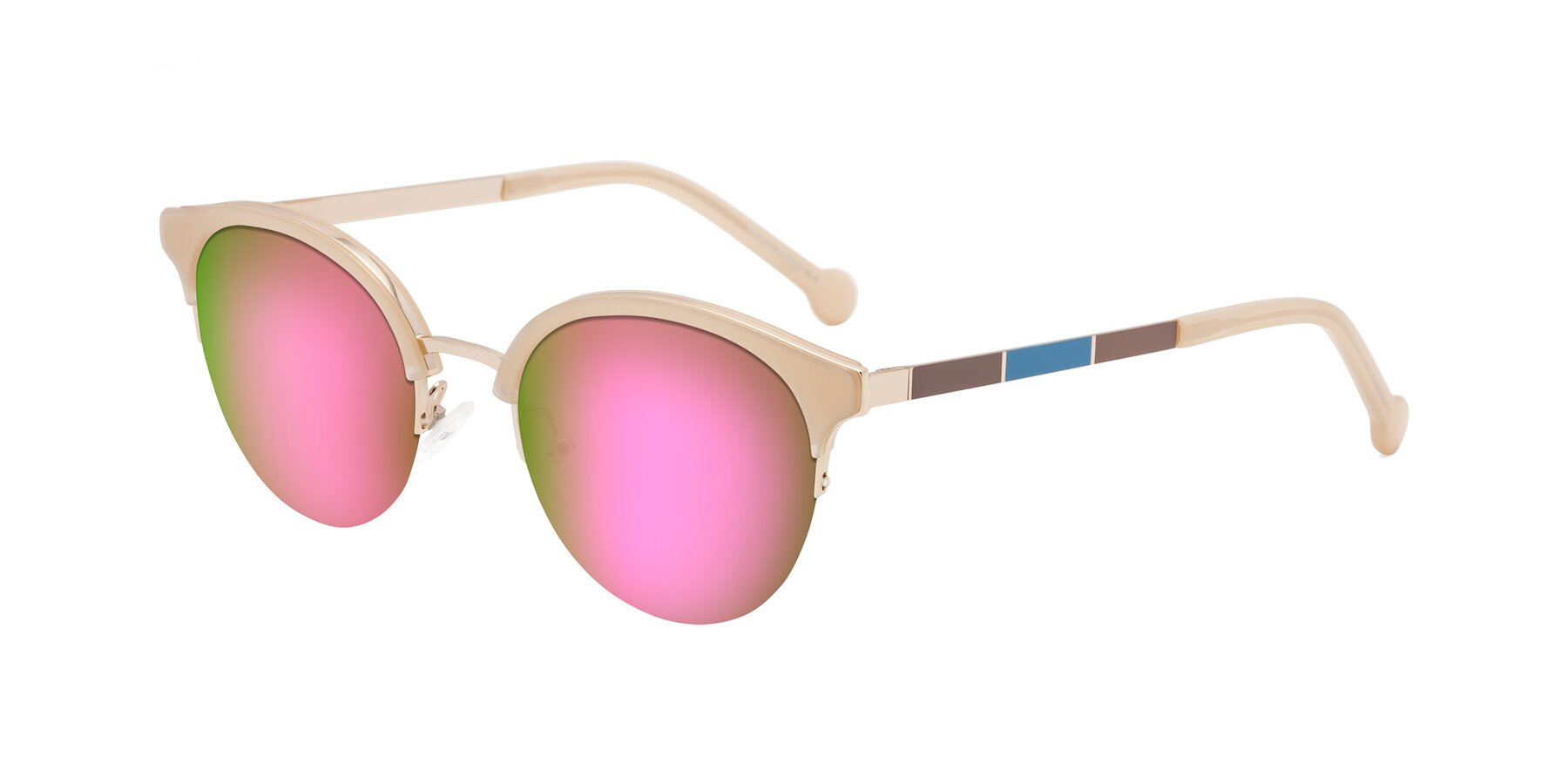 Angle of Icream in Beige-Gold with Pink Mirrored Lenses